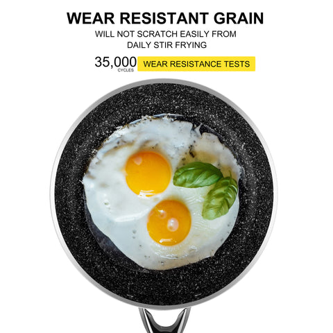 MUSENTIAL 10" Inch Aluminum Non-stick Frying Pan with Tempered Glass Lid (Black)