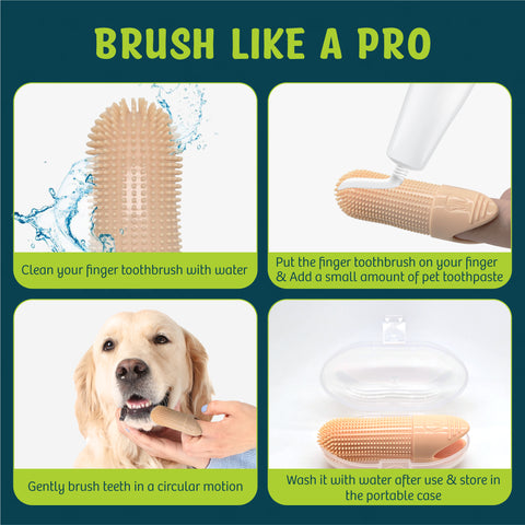 Pet Fortuna 360º Dog Finger Toothbrush For Cats and Dogs (2-Pack)