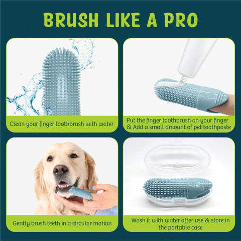 Pet Fortuna 360º Dog Finger Toothbrush For Cats and Dogs (2-Pack)