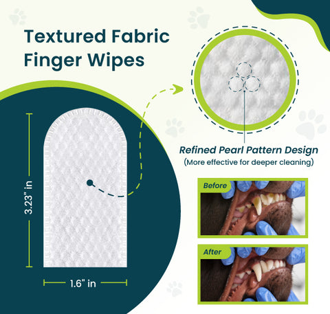 Pet Fortuna Pet Teeth Cleaning Finger Wipes for Dogs & Cats, Disposable Cleaning Dental Wipe - Unscented (50 Count)