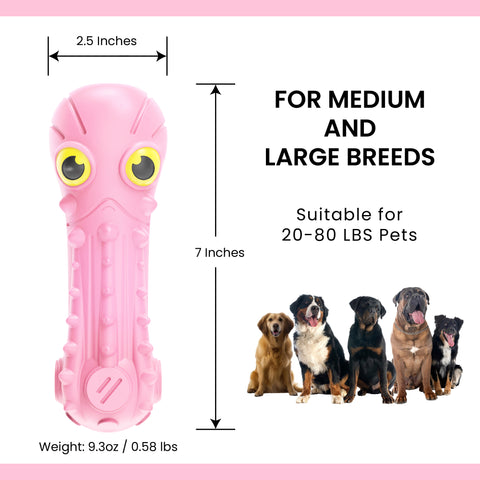 Pet Fortuna Tough Dog Chew Toy, For Aggressive Chewers, Medium and Large Breeds (Octopus - Pink)