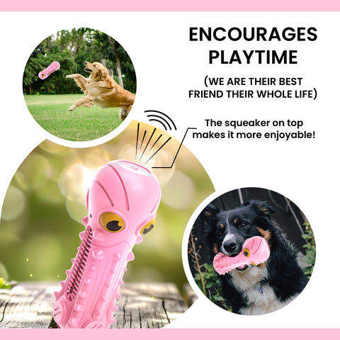 Pet Fortuna Tough Dog Chew Toy, For Aggressive Chewers, Medium and Large Breeds (Octopus - Pink)