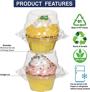 MUSENTIAL Individual Stackable Cupcake Containers