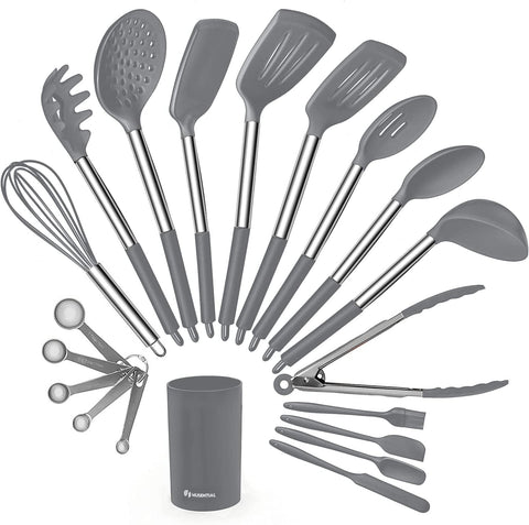 MUSENTIAL 20-Piece Silicone Kitchen Utensil Set with Holder
