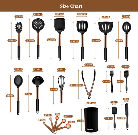 MUSENTIAL 20-Piece Silicone Kitchen Utensil Set with Holder