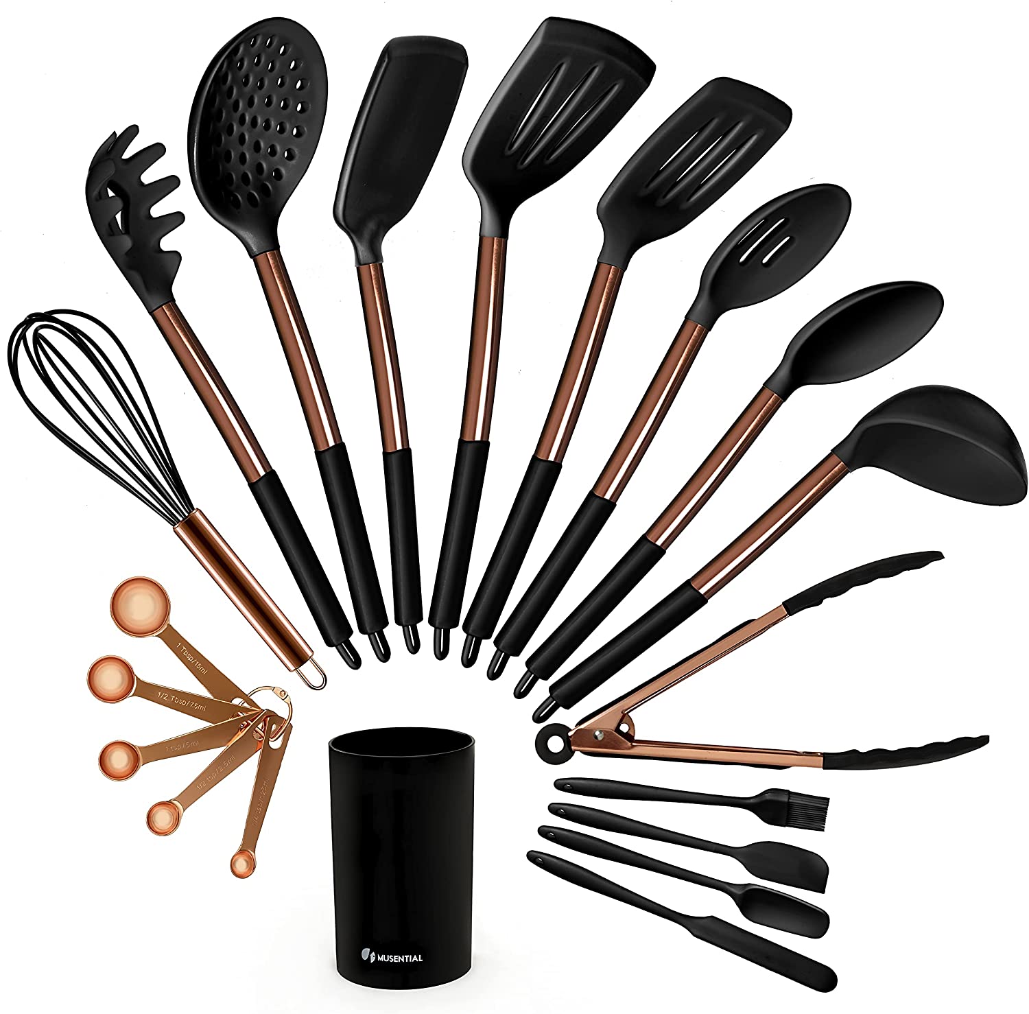 Pranski kitchen utensils set-12 pieces silicone cooking utensils set (dishwasher  safe) 392f heat resistant spatula
