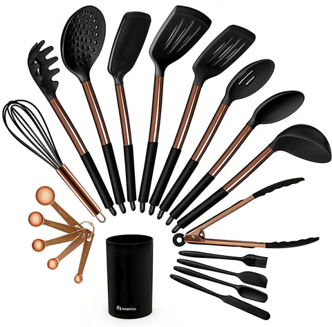 MUSENTIAL 20-Piece Silicone Kitchen Utensil Set with Holder