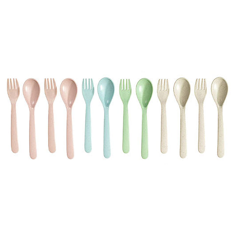 MUSENTIAL 10" Inch Wheat Straw Set (6 Dinner Plates / Spoons & Forks)