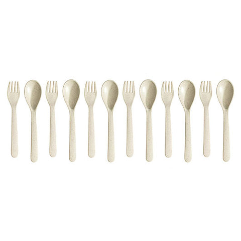 MUSENTIAL 10" Inch Wheat Straw Set (6 Dinner Plates / Spoons & Forks)