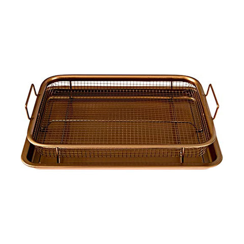 MUSENTIAL 2-Piece Non-Stick Air Fry Tray Bakeware Set for Oven, 13 x 9-Inch