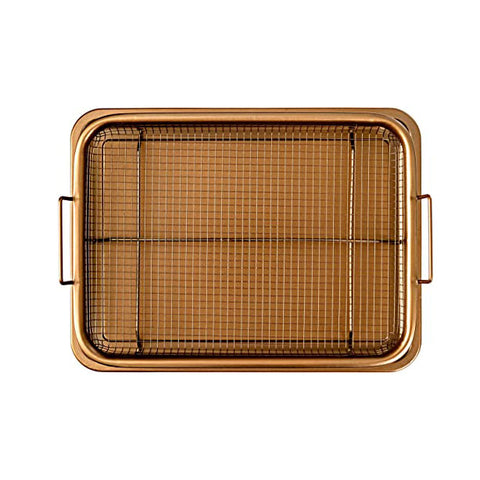 MUSENTIAL 2-Piece Non-Stick Air Fry Tray Bakeware Set for Oven, 13 x 9-Inch